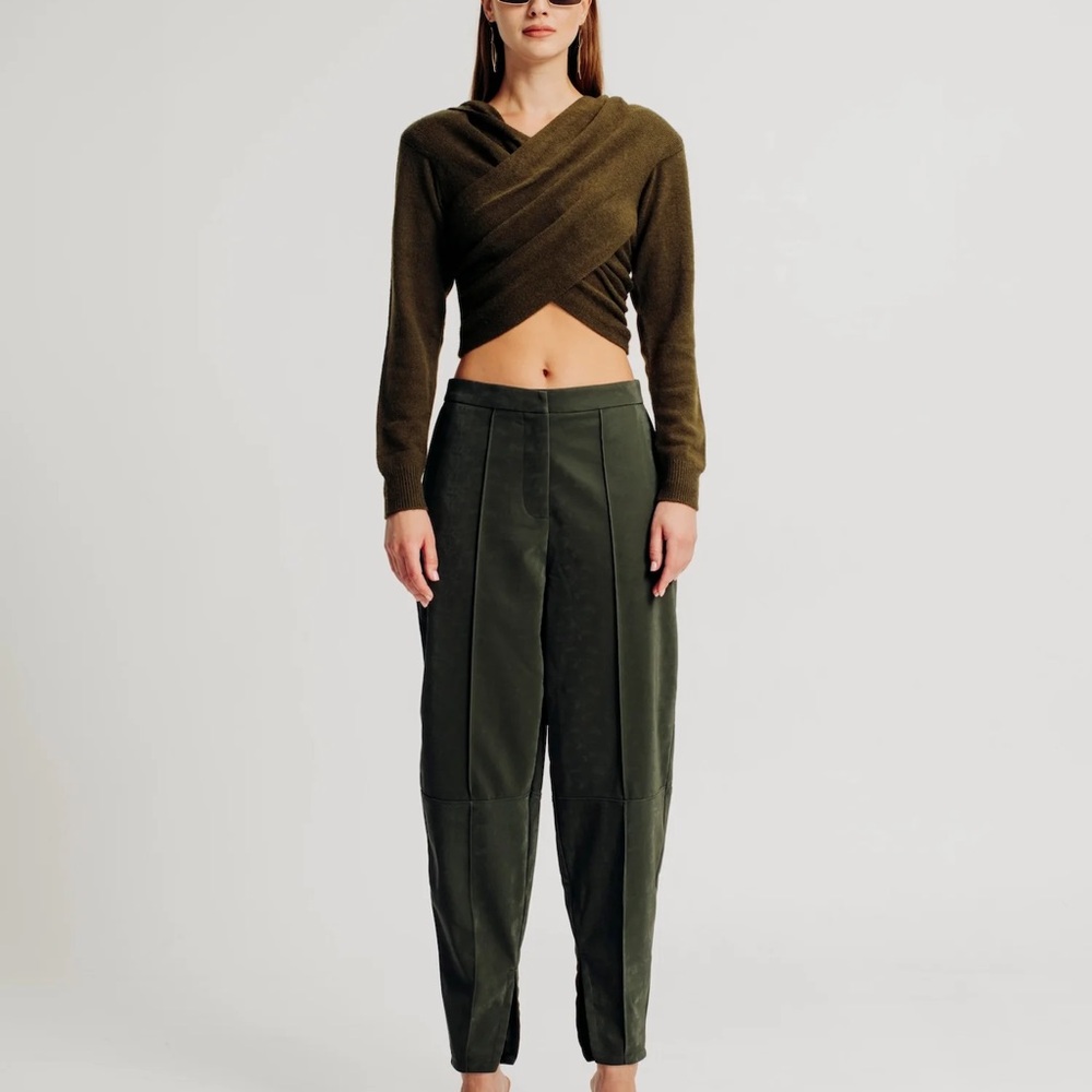 Torn by Ronny Kobo Kimara Muted Olive Faux Suede Pants